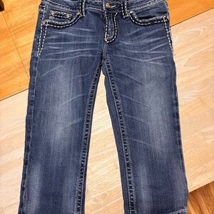 Miss Me Dark Blue Straight Leg Capree